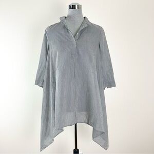 MaxMara Grey And White Stripe Cotton And Silk Tunic Top